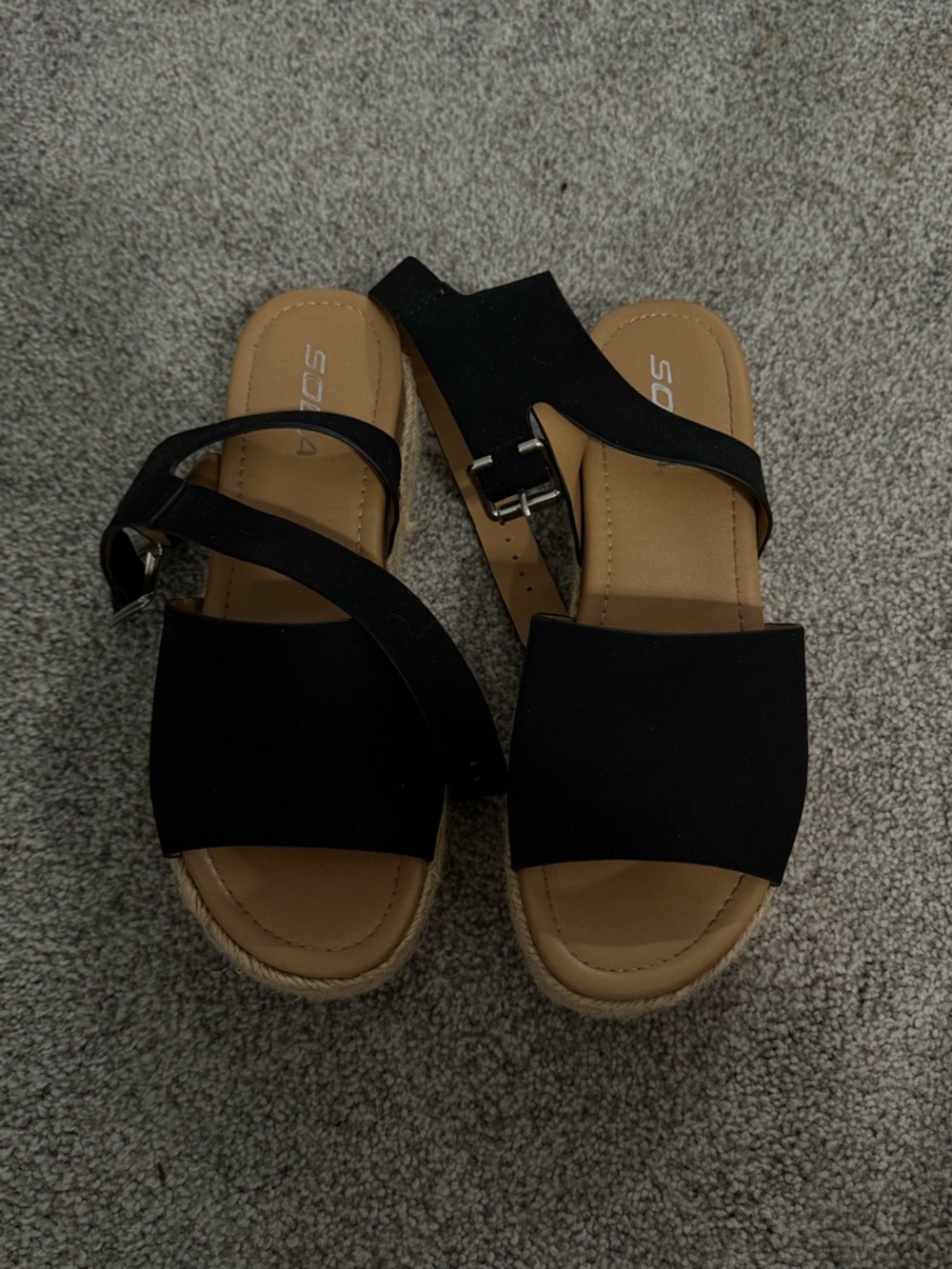 Black Women's Slide Sandals with Ankle Strap